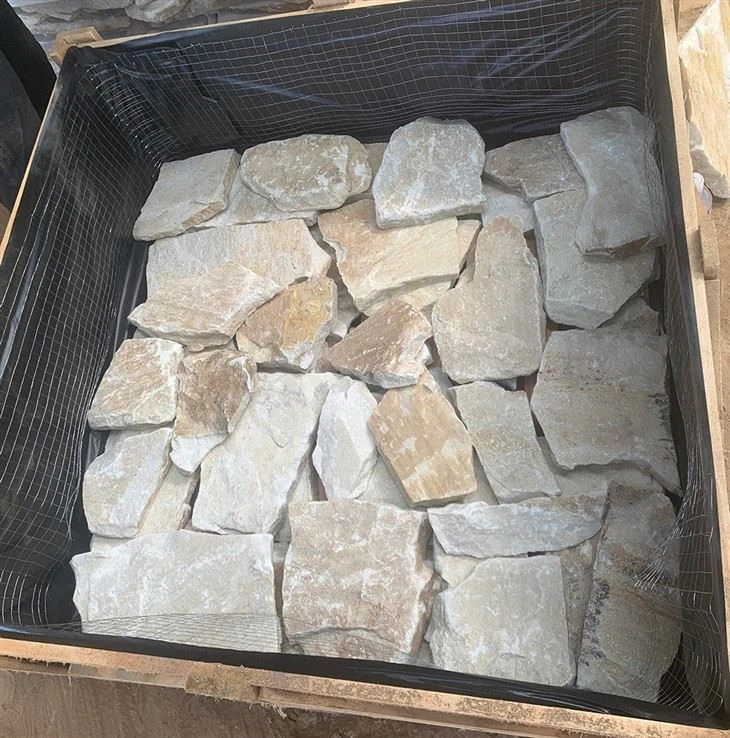 Creamy White Quartzite Natural Stone Cladding Irregular Shape JRSR-044