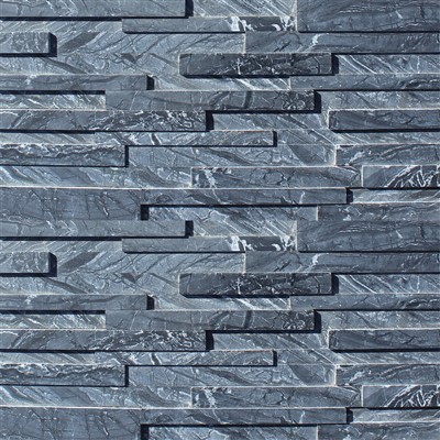 কাঠের শিরা JRED সহ আলংকারিক 3D স্ট্যাকড স্টোন কালো মার্বেল-025